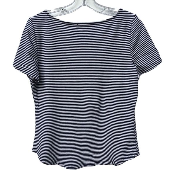 Ann Taylor Factory -255 Short Sleeve Navy White Stripes Top in Medium - Picture 5 of 8